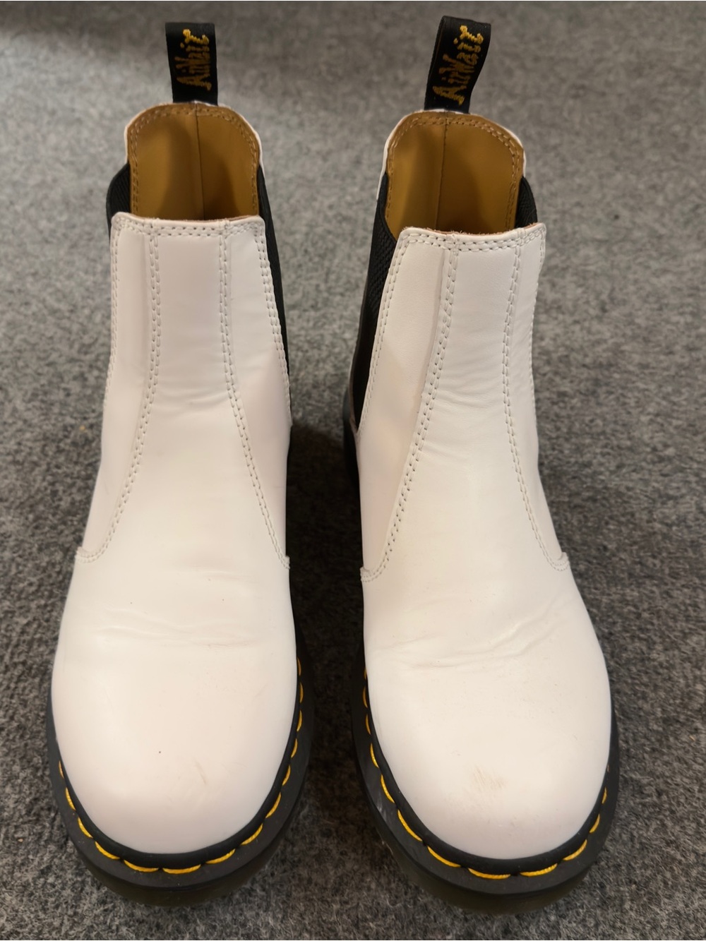 Dr. Doc Martens White Leather Chelsea Slip-on Combat Boot Size 10